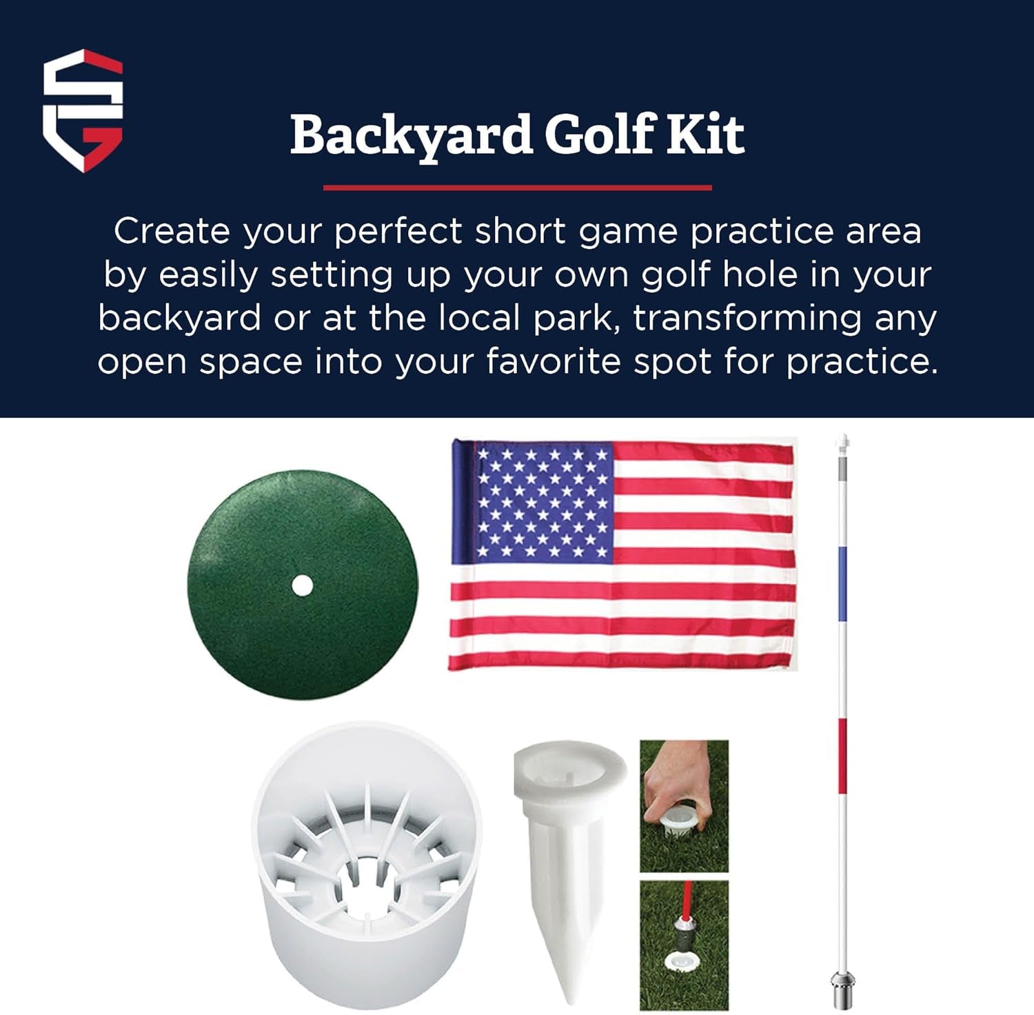 Regulation Flagstick | Cup & Pin Flag to Use in Your Backyard for Practice. Use the Same Products as Used by Golf Courses all over the World and on Tour