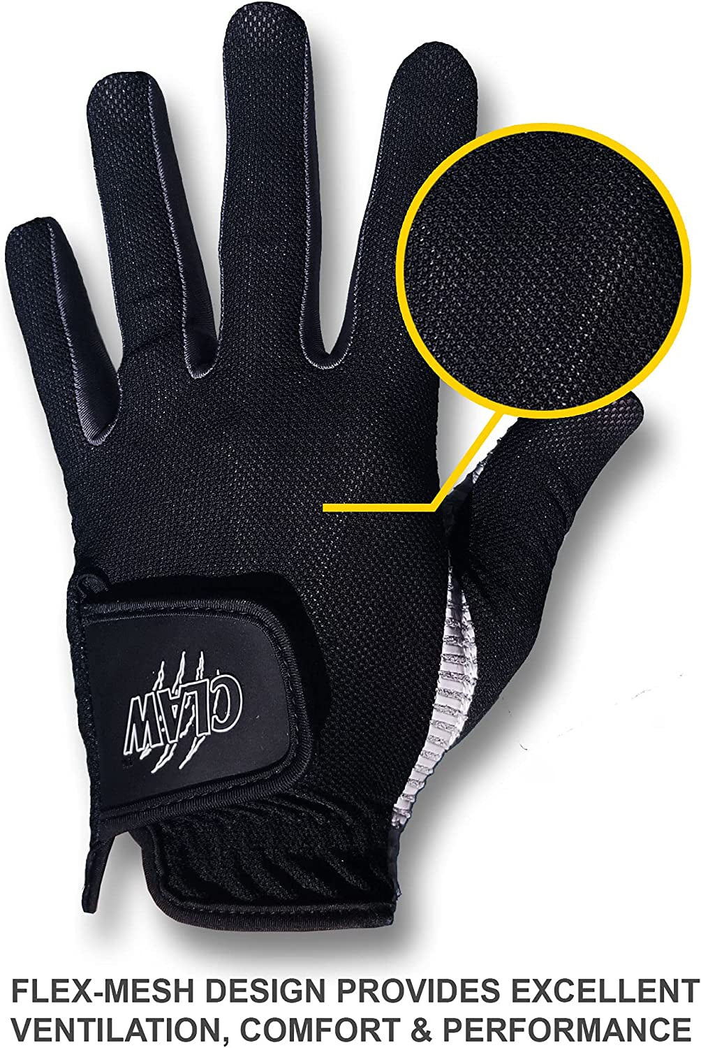 Caddy Daddy Claw Golf Gloves for Men | Mesh Gloves for Breathability | Flex-Mesh Design | Silicone-Web Coating for Max. Grip | Left & Right Hand | 100% Machine-Washable | Black, White, Grey