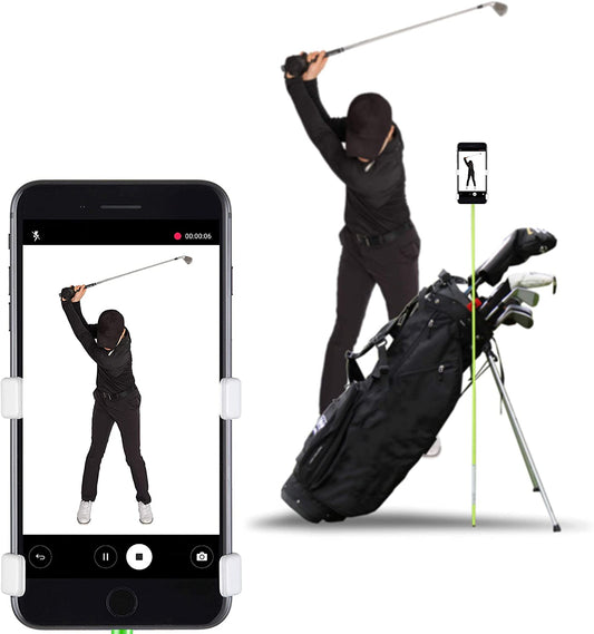 Record Golf Swing | Cell Phone Holder Golf Analyzer Accessories | Winner of the PGA Best Product | Selfie Putting Training Aids Works with Any Golf Bag and Alignment Stick