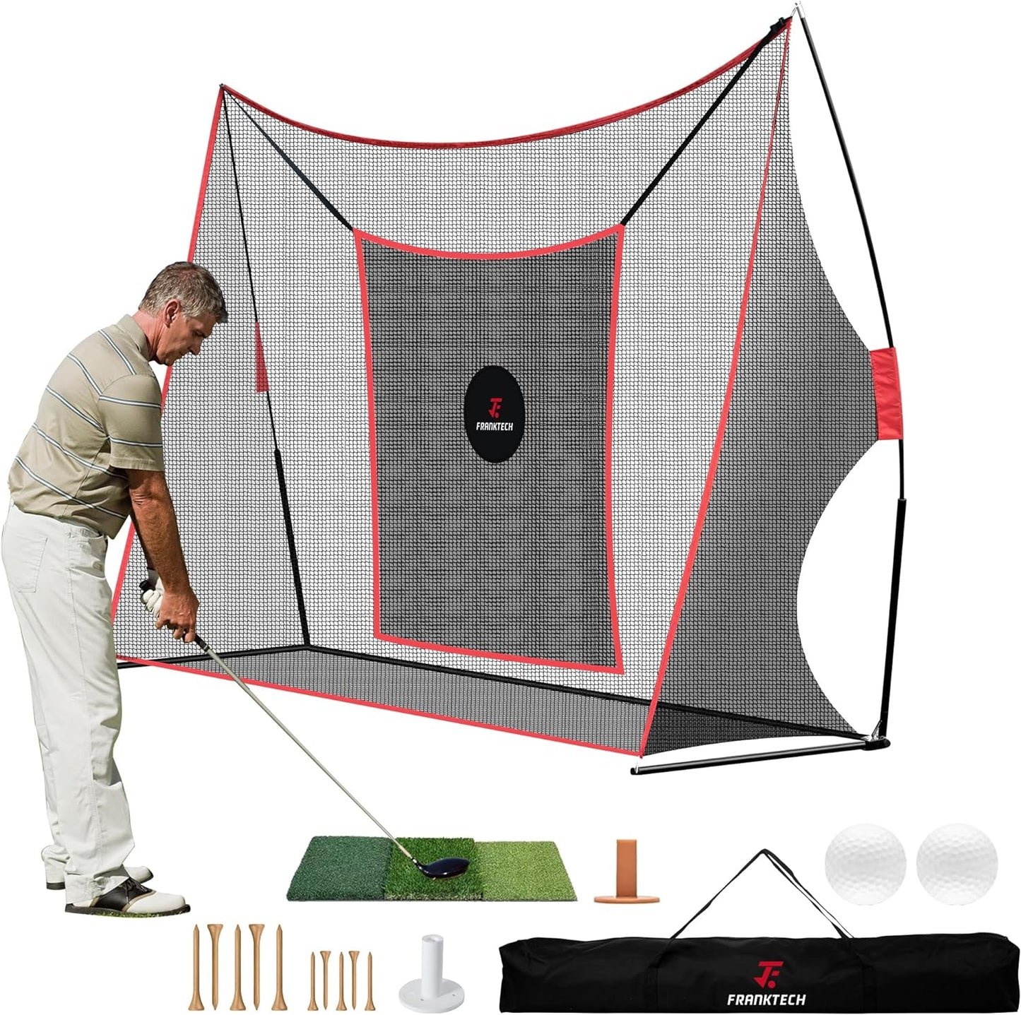 Golf Hitting Net | Heavy Duty Golf Practice Net for Backyard Driving | Golf Net with High Impact Chipping Hitting Target | Includes Carry Bag, Golf Balls for Indoor Outdoor