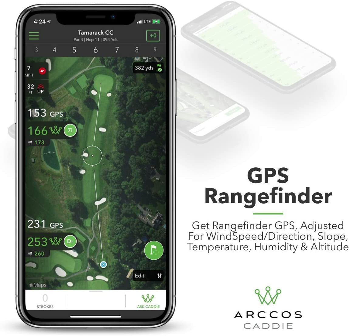 Arccos Caddie | Golf's Best on Course Tracking System Featuring the First-Ever A.I. Powered GPS Rangefinder