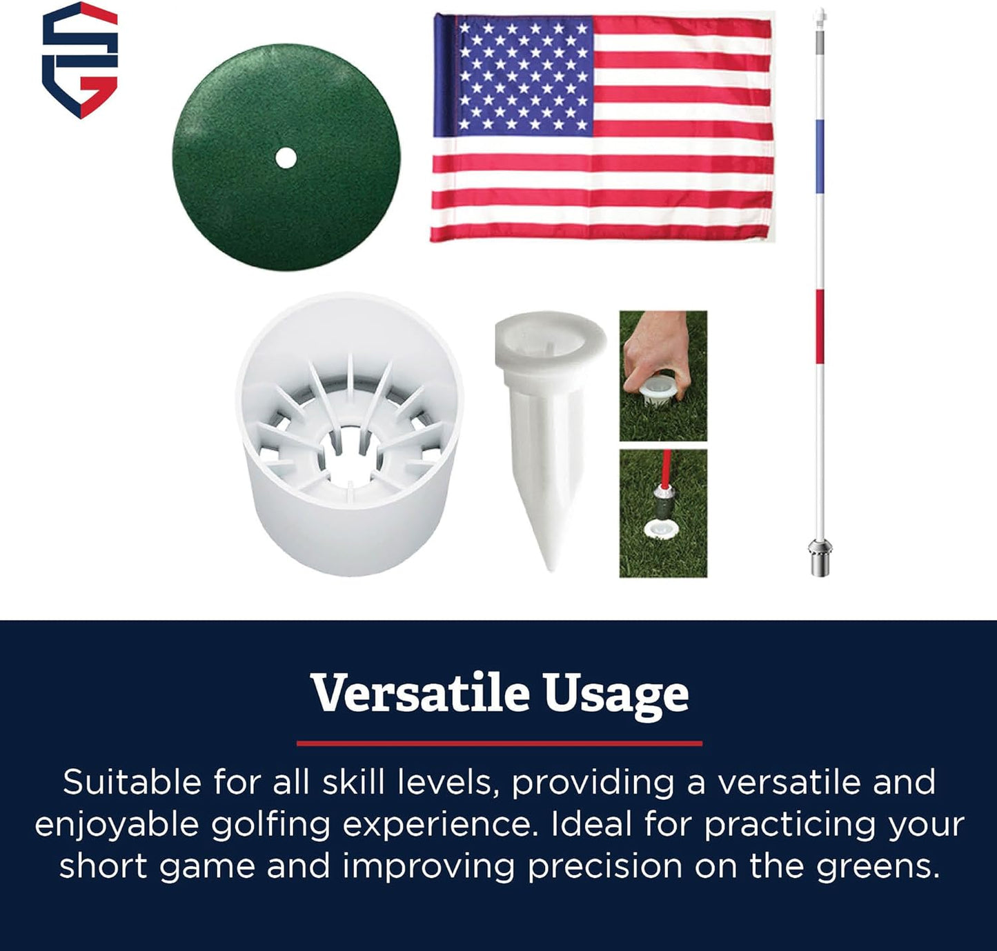 Regulation Flagstick | Cup & Pin Flag to Use in Your Backyard for Practice. Use the Same Products as Used by Golf Courses all over the World and on Tour